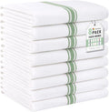 Homaxy 100% Ring Spun Cotton Kitchen Towels 8 Pack, Grass Green Stripe | 15 x 25 Inch, Highly Absorbent Dish Towels for Kitchen Drying, Reusable Cleaning Cloths, Soft Tea Towels with Hanging Loop