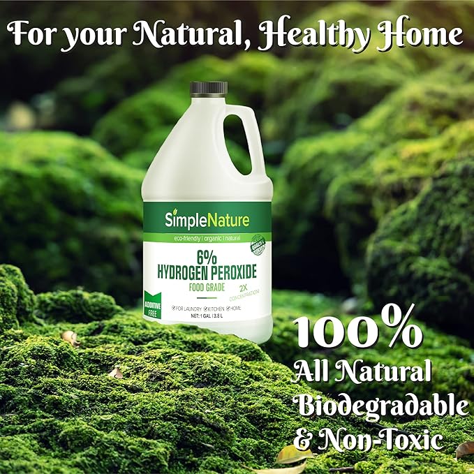 SimpleNature 6% Food Grade Hydrogen Peroxide Solution - 4 Gallons - Natural Multipurpose Cleaner - Made in USA - Ideal for Commercial, Residential, Kitchen, Bath, Laundry, and More