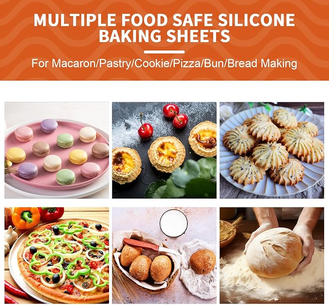 3-Pack Silicone Baking Mat, (16.5"x11.6") 2 Half Sheets + 1 Quarter Sheet Reusable Silicone Baking Sheets for Oven, BPA Free Nonstick Bakeware Mats for Cookies, Macarons and Pastry