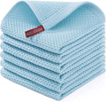Homaxy 100% Cotton Waffle Weave Kitchen Dish Cloths 6-Pack, Sky Blue | 12 x 12 Inches, Ultra Soft Absorbent Dish Towels, Quick Drying Dish Rags with Hanging Loop