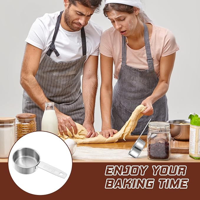 4 Pcs 1/4 Cup Measuring Cup, 60 ml Stainless Steel Measuring Cups Inner Scale Metal Liquid Measure Scoop 2 oz Cups for Coffee, Cooking, Baking, Kitchen Wet and Dry Ingredients, Dishwasher Safe