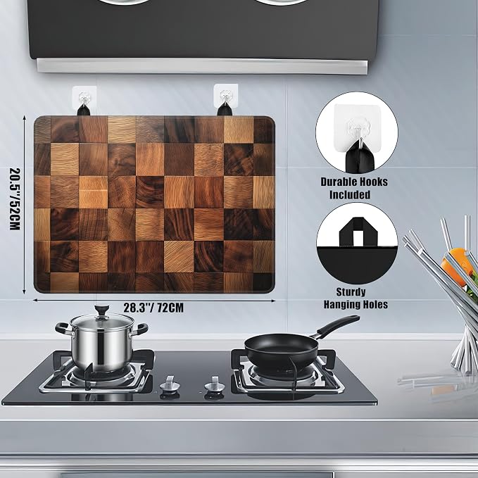 Retro Wood Pattern Stove Top Covers for Electric Stove,Rustic Farmhouse Glass Top Stove Cover, Heat Resistant Range Covers for Electric Stove,Washable Countertop Mat, 28 x 20 Inch