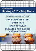 100% Stainless Steel Cooling and Baking Rack - 8.5 x 12-inch | Oven-Safe, Dishwasher-Safe, Heavy Duty, Tight Wire Bake for Oven Cooking, Quarter Sheet Pan, Roasting Rack