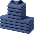 Homaxy 8 Pack 100% Cotton Kitchen Towels and Dishcloths Set, Navy Blue | 12 x 12 Inches and 13 x 28 Inches Kitchen Towels Set, Ultra Soft Absorbent Dish Cloths for Washing Dishes