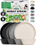 Grow Forward Premium Wheat Straw Plates and Bowls Sets - 8-Piece Wheat Straw Dinnerware Sets - Unbreakable & Reusable Microwave Safe Plastic Dinner Plates for Outdoors, RV, Camping Dishes - Moonlight
