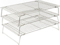 Durable 3 Tiers Stackable, 16" x 10" Cooling Rack for Baking | Professional Grade, Premium 100% Stainless Steel, Baking Rack & Wire Cooling Mesh, Dishwasher Safe, Oven Safe