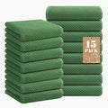 Homaxy 100% Cotton Waffle Weave Kitchen Towels, 15-Pack, Grass Green | Ultra Soft Absorbent Dish Towels, Quick Drying Cleaning Towels, 13 x 28 Inches
