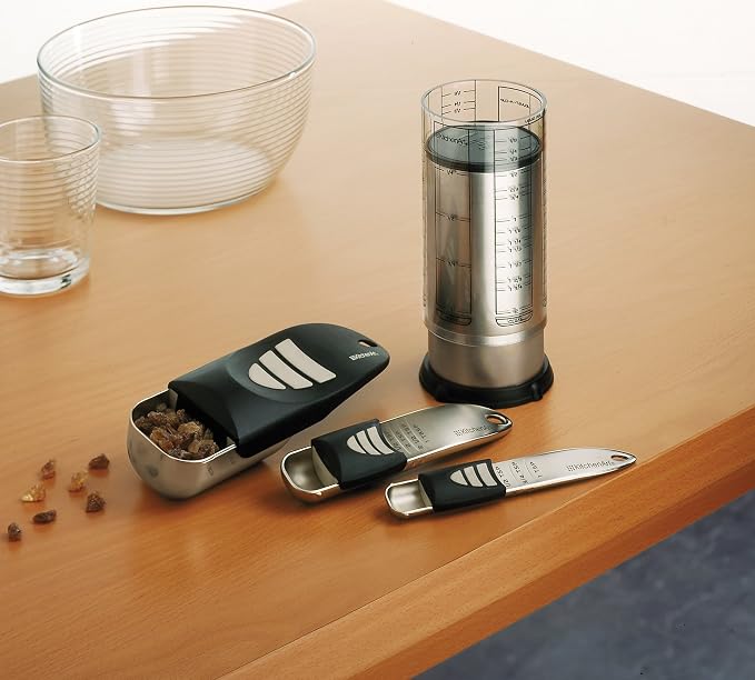 KitchenArt Baker’s Pro Adjust-A-Measure Set, 4-Piece, Satin | Adjustable Teaspoon, Tablespoon, 1/2 Cup Scoop & 2 Cup | All The Essentials For Baking & Cooking | Kitchen Gadgets & Gifts