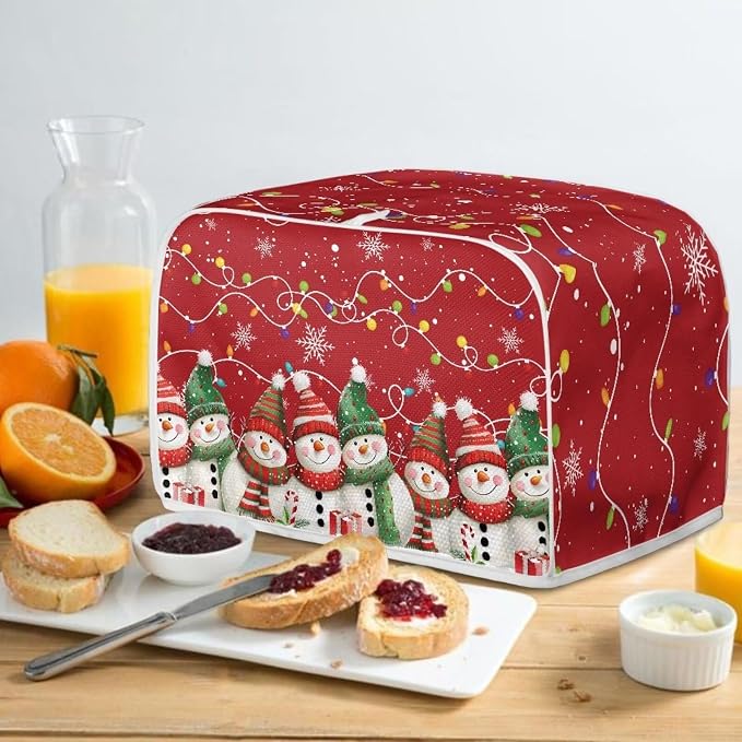Christmas Toaster Cover 2 Slice Bread Toaster Oven Dustproof Cover, Snowman Pattern Waterproof Kitchen Small Appliance Cover Home Kitchen Accessories Xmas Decor