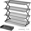 LIANYU 4-Tier Cooling Rack for Baking & Cooking, Collapsible & Space-Saving | Baking Wire Rack for Cooking, Nonstick 4 Adjustable Tiers, 3 Setting Design, Heavy Duty & Non-Toxic, Ideal for Cakes, Cookies