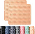 CAKETIME 2 Pack Silicone Dish Drying Mat for Kitchen Counter Waterproof Place mats Sink Protector Stove Top Organizer Cooking Appliance Trays Dryer Rack Drainers Items Extra Large 18"x16" Beige