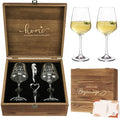 AW BRIDAL House Warming Gifts New Home Wine Glasses with Wood Keepsake Box | 2026 Closing Gift for Home Buyers and Homeowner, New Apartment Gift Basket for Couple, First House Present for Newlyweds