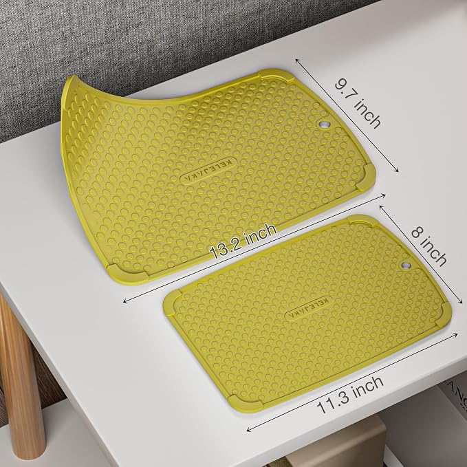 2-Pack Silicone Multi-Use Mats (14" & 12") ¨C All-Purpose Hot Pad, Non-Slip Drying Mat, Counter Protector in Vibrant Green