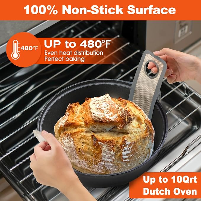 Silicone Bread Sling Oval and Round - Non-Stick & Easy Clean Reusable Oval Silicone Baking Mat for dutch oven. With Long Handles Sourdough Bread Baking mat tools supplier Liner (Gray)
