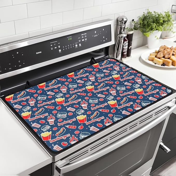 American Flag Elk Kitchen Stove Cover for Electric Stove Heat-Resistant Induction Stove Top Protector with Hanging Loop Countertop Mat 29.18 x 20.96 inches 4th of July Decor
