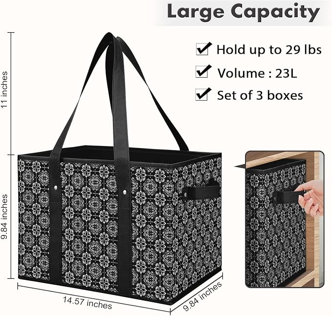 Reusable Grocery Bags 6 Pack, Foldable & Water Resistant Shopping Bags | Large Grocery Tote Bag Water Resistant Shopping Bags Foldable Grocery Bag for Clothes,Shoes and Picnic