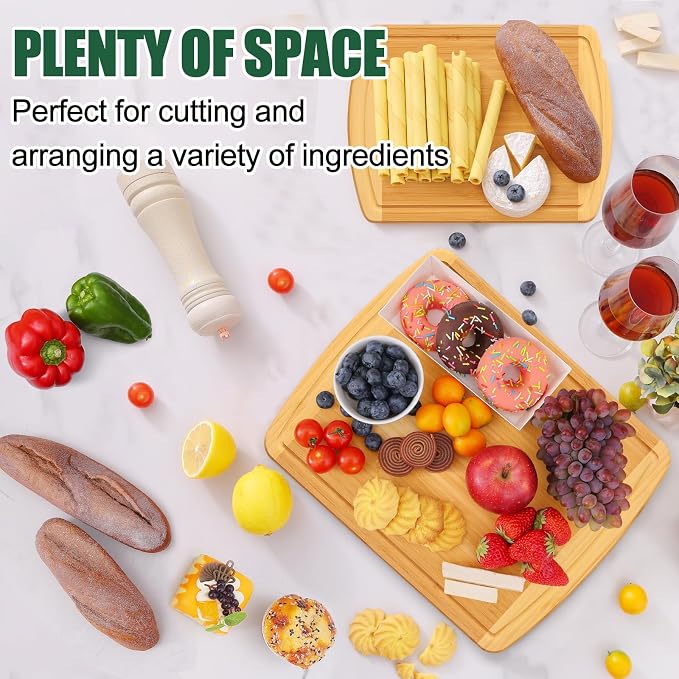 Homaxy Large Bamboo Cutting Boards for Kitchen,14.5x11.5", Two-Tone | L Cutting Board with Juice Groove, Wooden Butcher Block Chopping Board for Kitchen, Meat, Fruit & Vegetables, Pre Oiled