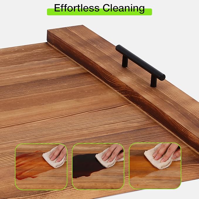 Noodle Board Stove Cover with Handles 30" X 22" For Electric Gas Stove Top | Wood Stove Top Covers, Multifunctional, Pine Wood, Serving Tray with Handles