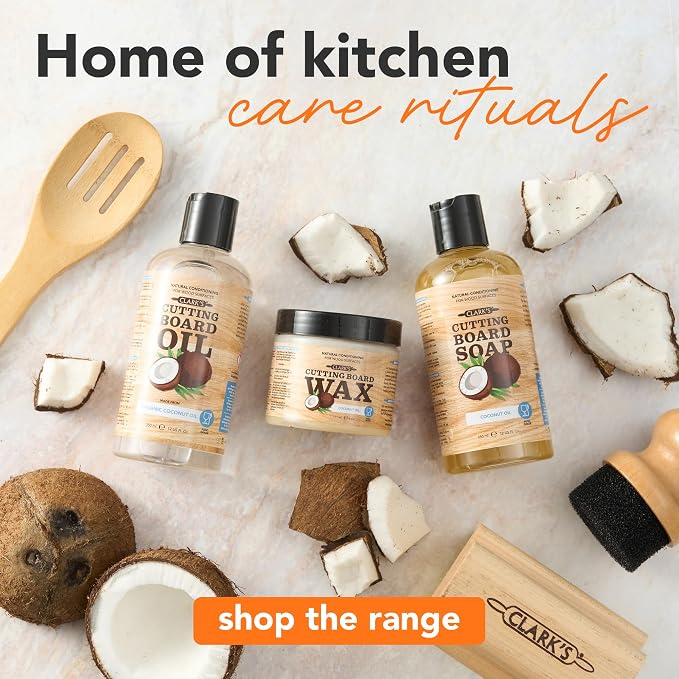 CLARK'S Cutting Board Oil & Wax Kit, Made of Organic Coconut Oil - Set of 2 | Includes Food Grade Mineral Oil, Cutting Board Wax For Cutting Boards, Butcher Blocks & Kitchen Wooden Utensils