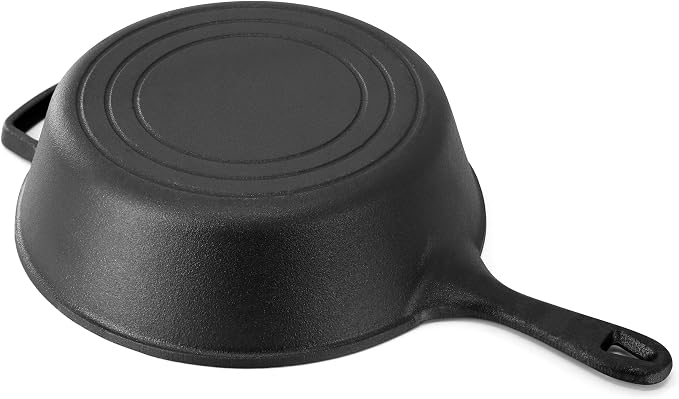 Megachef 10.5 Inch 2-in-1 Pre-Seasoned Cast Iron Skillet and Fry Pan Set