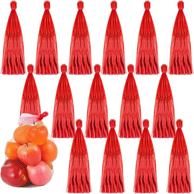 Windyun 1500 Pcs 20 Inch Mesh Bags for Vegetables Mesh Produce Bags Reusable Nylon Netting Bulk, Fits Storage Egg Vegetable Seafood Fruits Grocery (Red)
