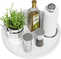 White Lazy Susan for Table, 12 Inch Non-Skid Bamboo Turntable Organizer | Salt Pepper Spices and Olive Oil Next to Stove, Wooden Lazy Susan Organizer for Kitchen Countertop Organizer