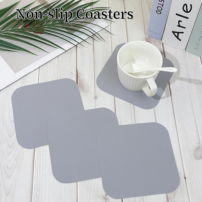Abeillo 4PCS Jar Opener Gripper Pad, Silicone Jar Openers 5 Inch Square Multi-function Anti-Slip Coasters Bottle Jar Opener, Jar Lid Openers for Opening Cans Jars in Summer(Gray)