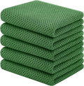 Homaxy 100% Cotton Waffle Weave Kitchen Towels, 5-Pack, Grass Green | 13 x 28 Inches, Ultra Soft Absorbent Dish Towels, Quick Drying Cleaning Towels