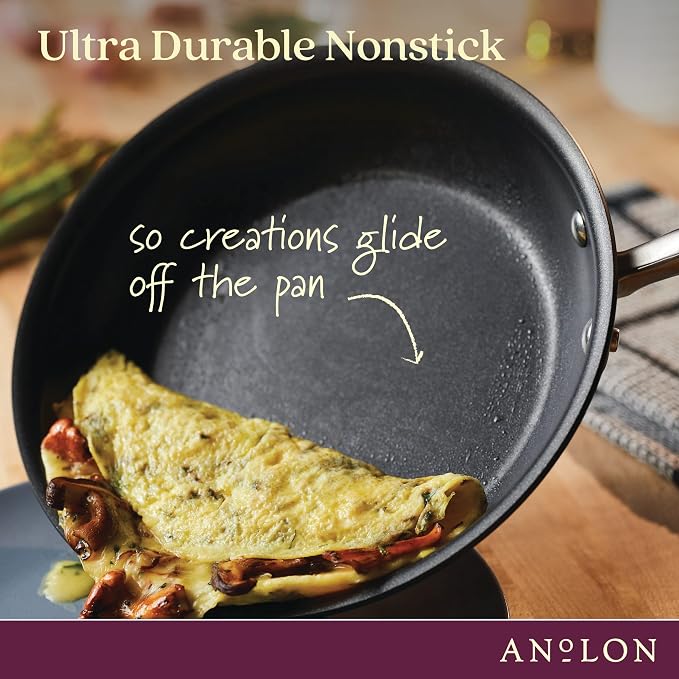 Anolon Advanced Home Hard-Anodized Nonstick Frying Pan, 8.5-Inch Egg Pan, Onyx