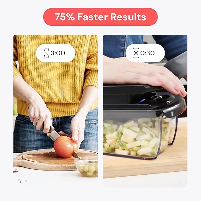 Fullstar Pro Original Vegetable Chopper & Mandoline Slicer Kitchen Gadget | 8 in 1 Veggie Slicer, Onion & Fruit Cutter with Sharp Stainless Steel Blades & Container, All-in-One Meal Prep Tool (Black)