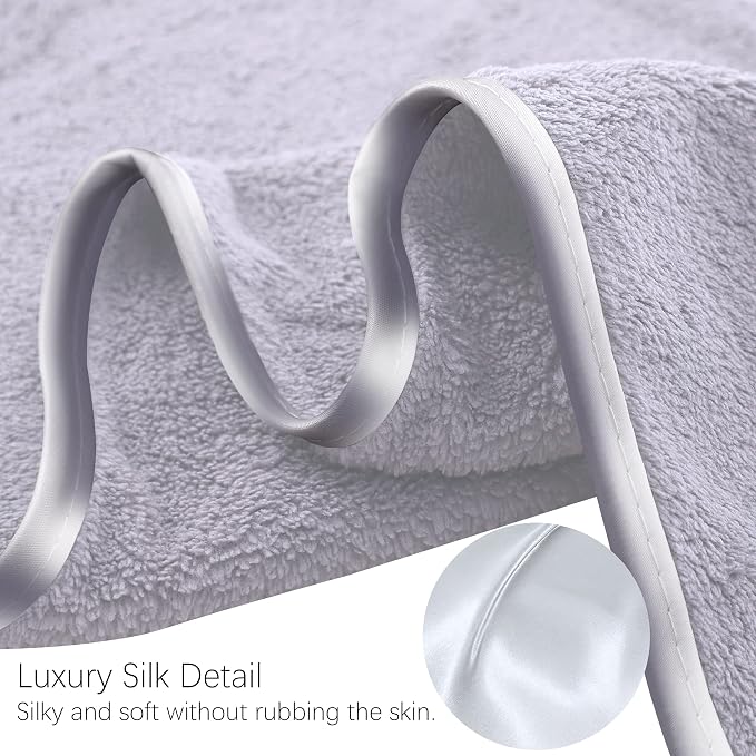 TENSTARS Luxury Silk Hemming Towel Set - Light Thin Quick Drying - 2 Bath Towels 2 Hand Towels 2 Washcloths - Ultra Soft Microfiber Towel for Bath Fitness, Sports, Yoga, Travel (Light Grey 6 Pieces)