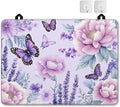 Purple Flowers Glass Top Stove Cover Protector,Watercolor Butterfly Heat Resistant Stove Top Cover, Large Size Range Covers for Electric Stove Countertop Mat, 28 x 20 Inch