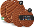 4 Pack Silicone Trivet for Hot Dishes | Heat Resistant Silicone Pot Holders for Kitchen Countertops, Hot Dishes, Jar Opener, Spoon Holder, Easy to Wash, Brown