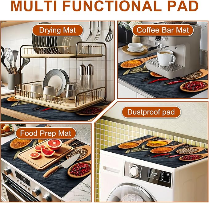 HOMETITUTE Stove Top Cover 28x20 Spice Herb Kitchen Heat Resistant Mat