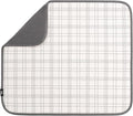 S&T INC. Dish Drying Mat, 16" x 18", Large, Stitched Plaid | Absorbent Microfiber, Kitchen Counter Mat for Dishes, Utensils, Pots and Pans, Machine Washable