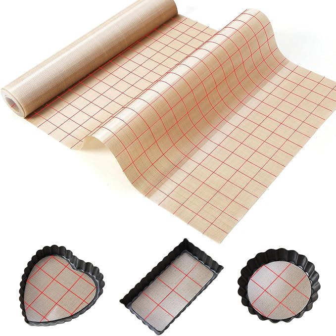 Silicone Baking Mat Roll 16IN*5FT Free Cutting, Non-Slip Pastry Mat, Non-Stick Reusable Air Fryer Liner, Oven Liners, Counter Mat, Freeze Dryer Mat, Easily Cut to Size Fit All Ovens Pans Tins Dishes