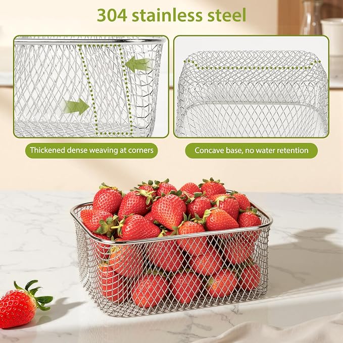 3 PCS Large Fruit storage Containers for Fridge Food Storage Containers | with Removable Colander Leakproof Dishwasher & Microwave safe Produce Containers Keep Fruits Vegetables Berry Fresh longer