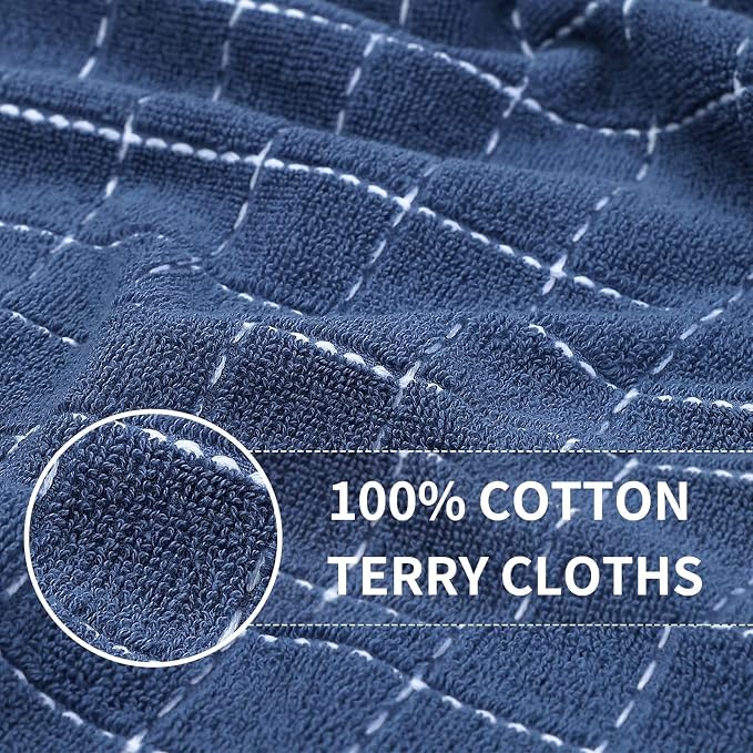 Homaxy 100% Cotton Terry Kitchen Towels, 7 Pack, Navy Blue | Ultra Soft and Absorbent Dish Towels for Kitchen, Suitable for Drying and Washing Dishes