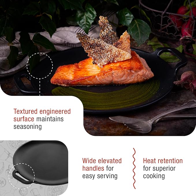 Victoria 10-Inch Cast Iron Comal Pizza Pan with 2 Side Handles, Preseasoned with Flaxseed Oil, Made in Colombia, Black