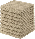 Homaxy 100% Cotton Terry Dish Cloths, 12"x12", 8-Pack, Tan | Ultra Soft Absorbent Dish Towels with Hanging Loop, Pineapple Grid Designed