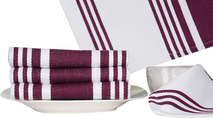 Urban Villa Kitchen Towels Cotton Dish Towels 20”x30” (Set of 6) Wine Wht