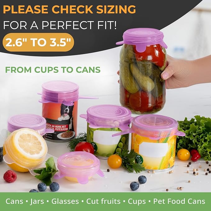Orblue Silicone Stretch Lids 6-Pack Small for Fresh Food Storage - Seal in Flavors, Keep Food Fresh and Reduce Waste Lilac