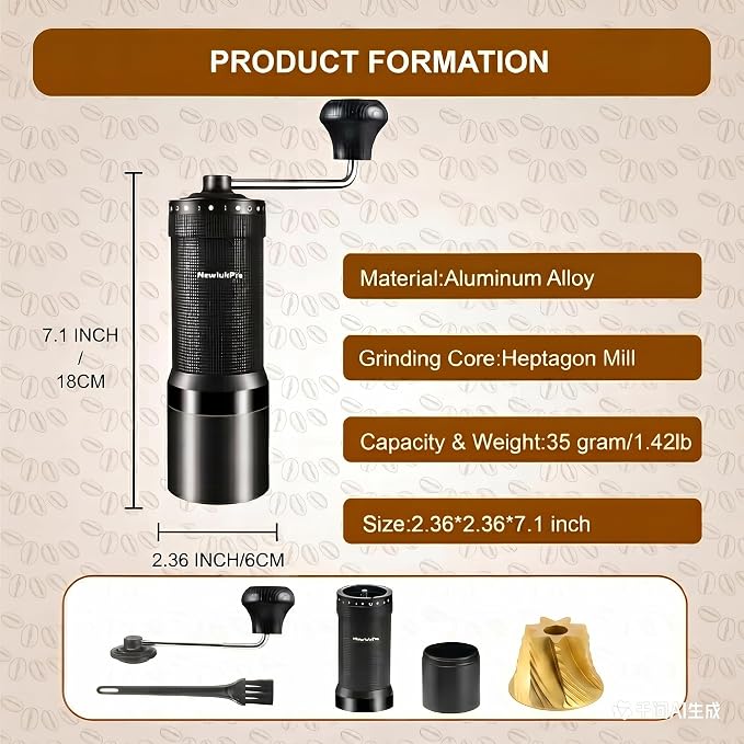 M7 Pro Manual Coffee Grinder,Titanium Conical Burr,35g Capacity | External 72 Grinding Settings.All-round Hand Coffee Grinder for Pour Over Drip French Press Espresso. Portable & Plastic Free