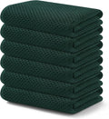 Kitinjoy Cotton Waffle 6-Pack Kitchen Towels, 13" x 28", Blackish Green | Super Soft, Ultra-Absorbent, Fast Drying, lightweight, Quick Drying Kitchen Hand Towels