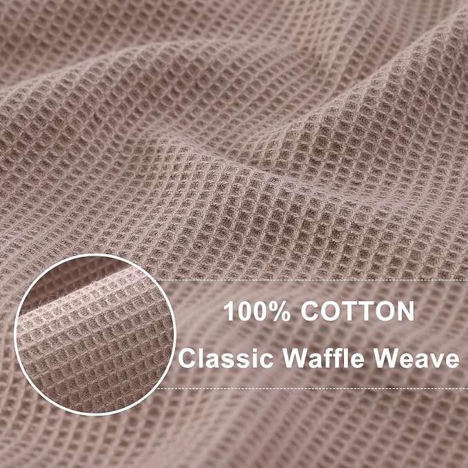 Homaxy 100% Cotton Waffle Weave Kitchen Towels, 8 Pack, Brown | Soft and Absorbent Dish Towels, 16 x 26 Inches Quick Dry Hand Towels