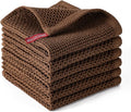 Kitchen Towels 6-Pack Kitchen Dish Cloths,100% Cotton,12x12 In,Dark Brown | Towels Waffle Weave,Ultra Soft Absorbent, Quick Drying