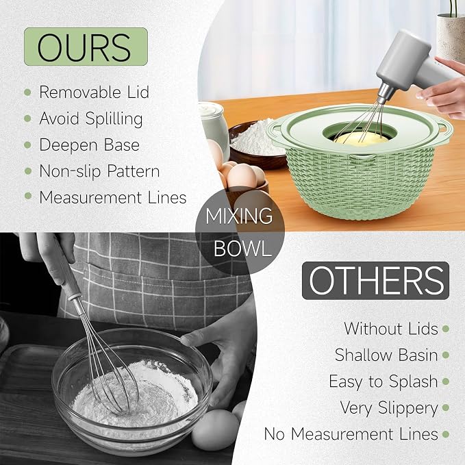4-1 Strainer with Bowl & Spoons Set - Strainers and Colanders - Colanders for kitchen(Patented) - Pasta Strainer with Upgraded Graters & Spoons for Fruit Veggie Kitchen Essentials, Green