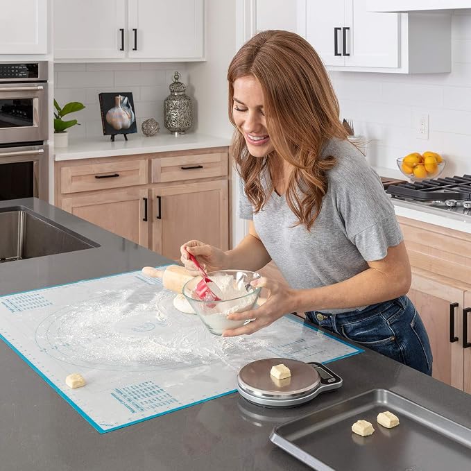 Silicone Pastry Mat XXL, Extra Large Dough Rolling Mat for Baking & Pizza | Non-Slip, Easy-Clean Surface, 23.5 x 31.5 Inches, Printed Measurements & Conversion Chart, For Dough, Cookies, Pie & Fondant.