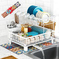 Large 2 Tier Detachable Dish Drying Rack for Kitchen Counter,White | Compact Dish Drainer, Rust-Resistant Dish Rack with Drainboard, Utensil Holder, Cup Holder for Small Space,Kitchen Organizer