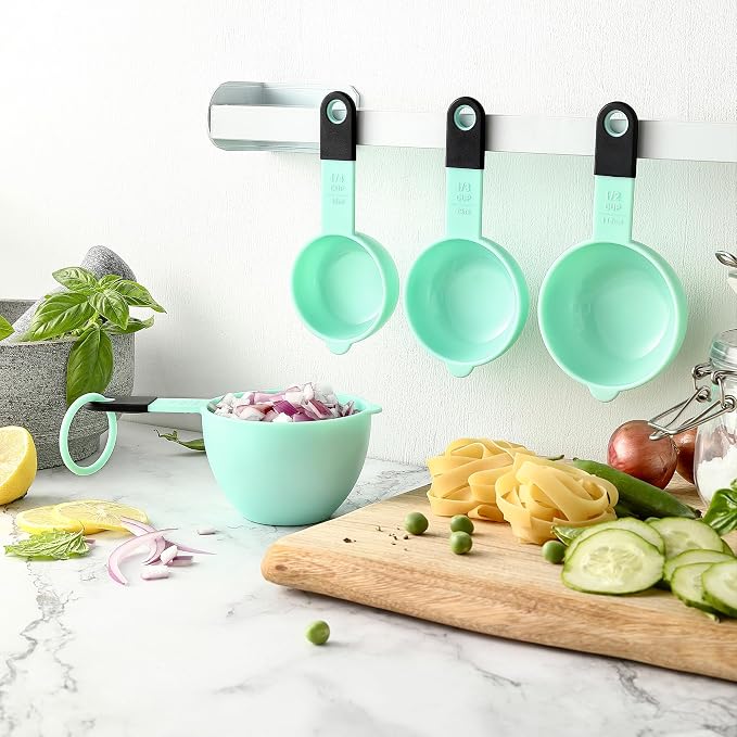 Spring Chef Magnetic Measuring Cups and Spoons Set of 9 - Mint | for Dry & Liquid Ingredients - Food Safe & BPA Free - Nesting Design - Dishwasher Safe